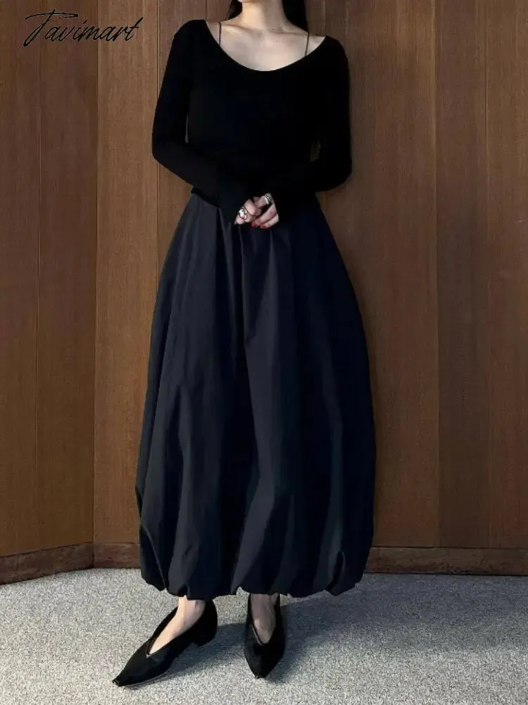 Tavimart  French Romantic Temperament Skirt Lantern Half Skirts for Women Loose Thin Long Dress Japan Style Fashion Faldas Largas