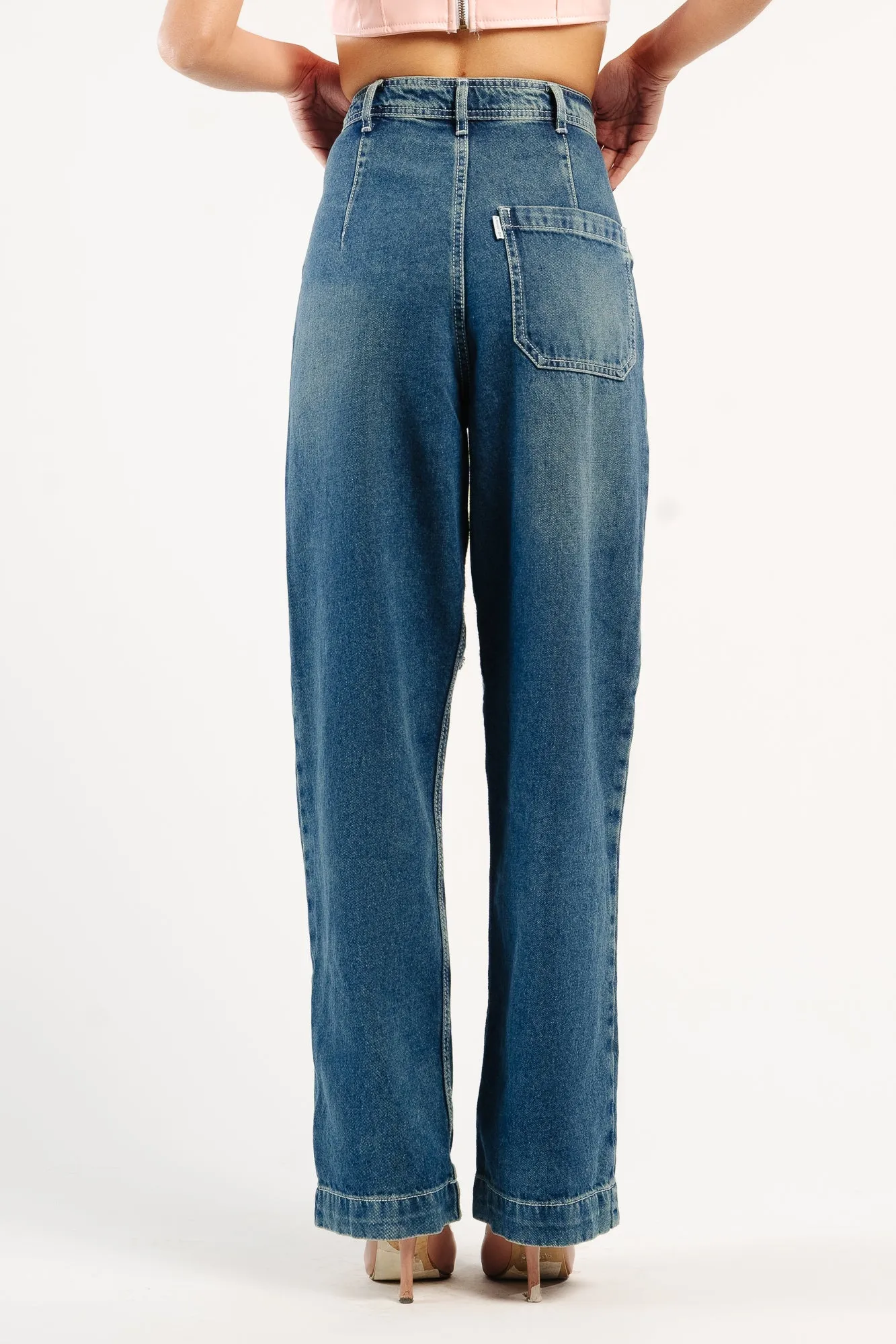 Tinted Distressed Straight Pants