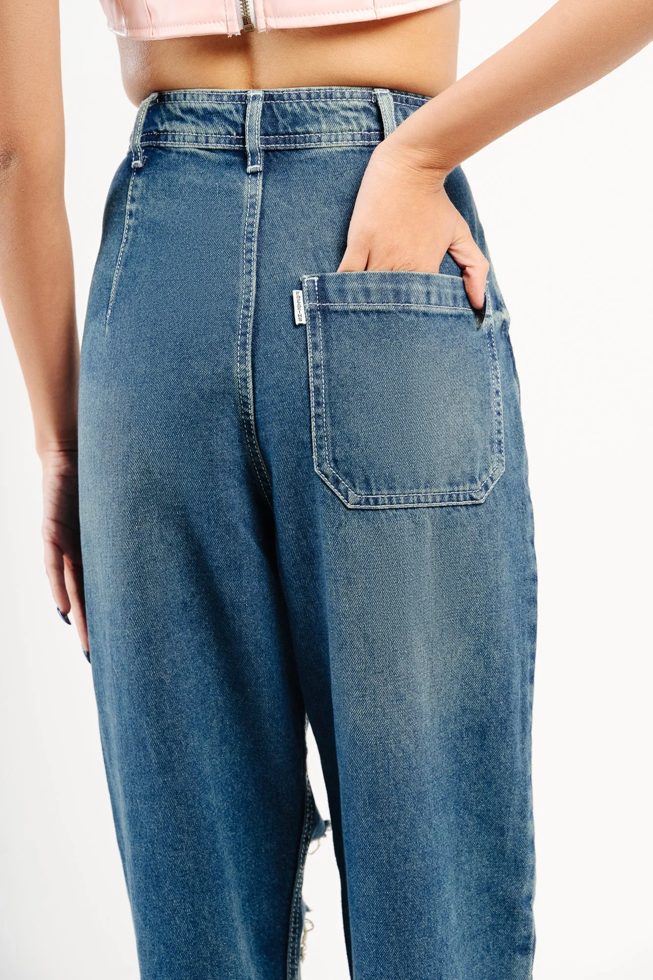 Tinted Distressed Straight Pants
