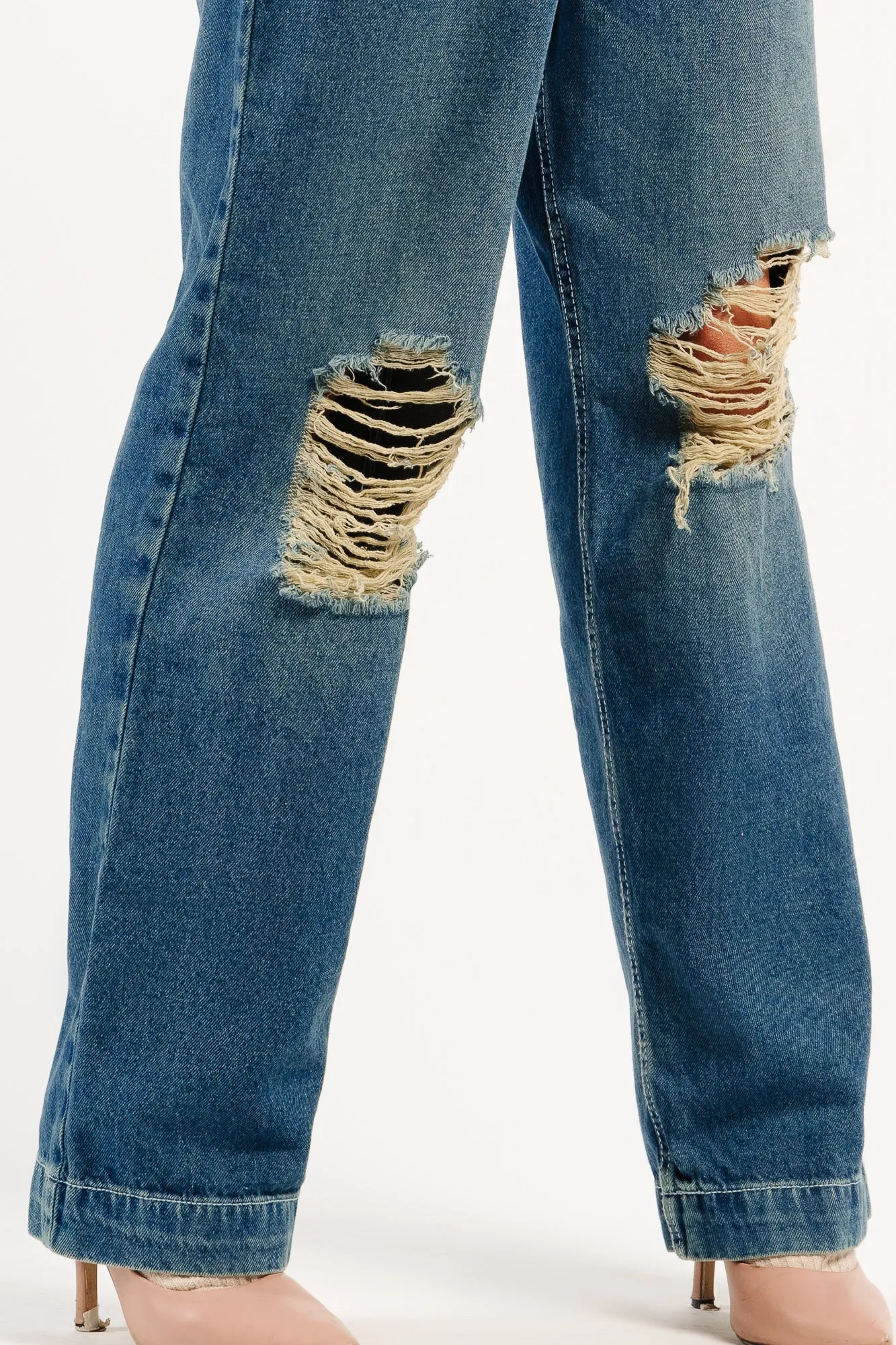 Tinted Distressed Straight Pants