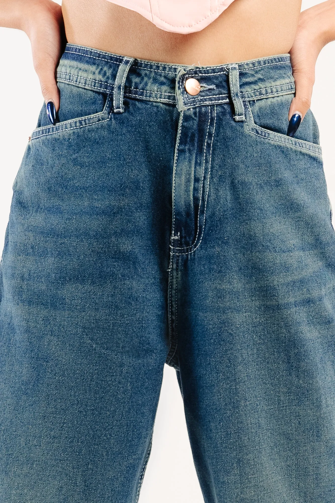 Tinted Distressed Straight Pants