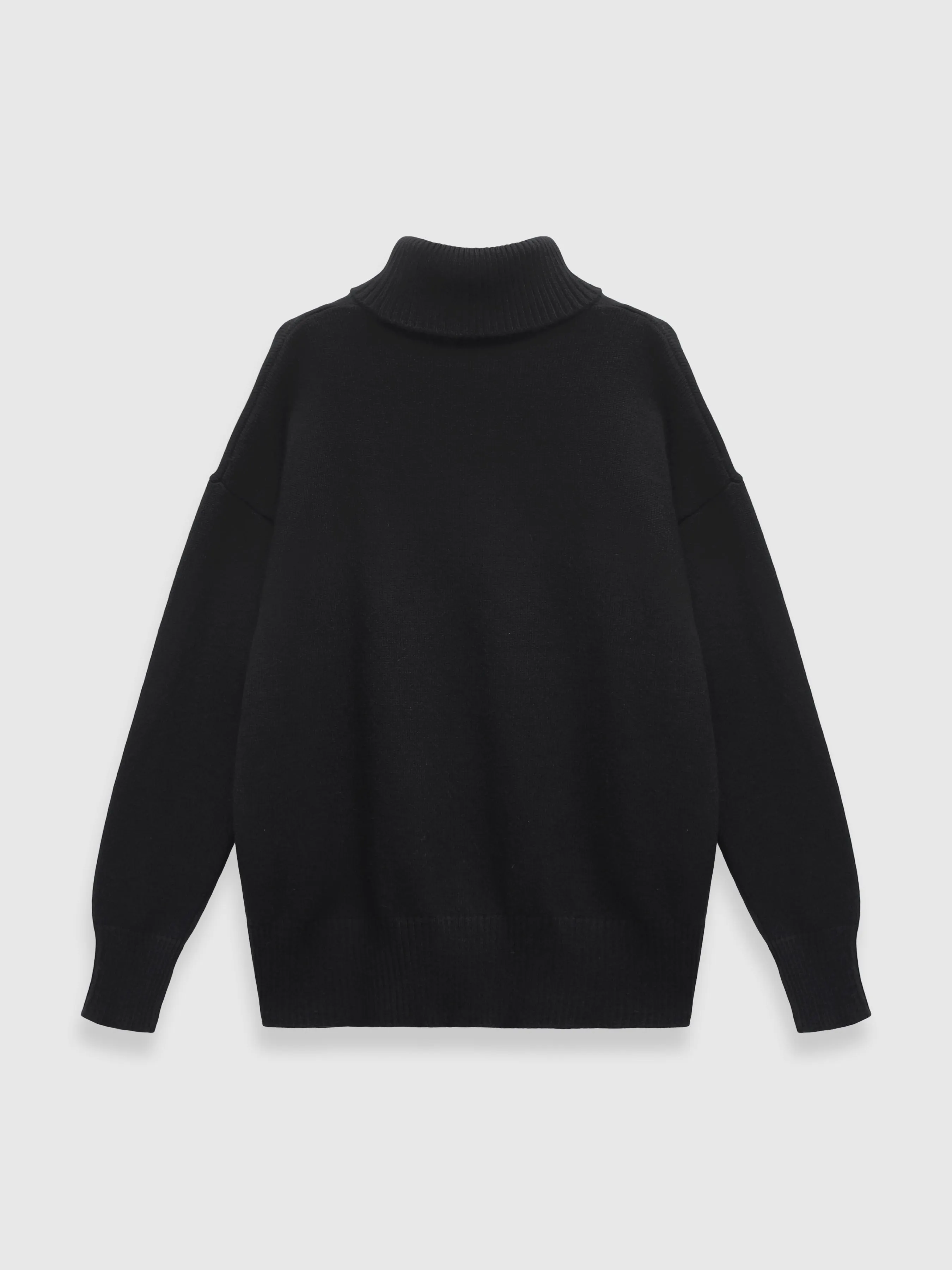 Turtle-Neck Solid Loose Sweater