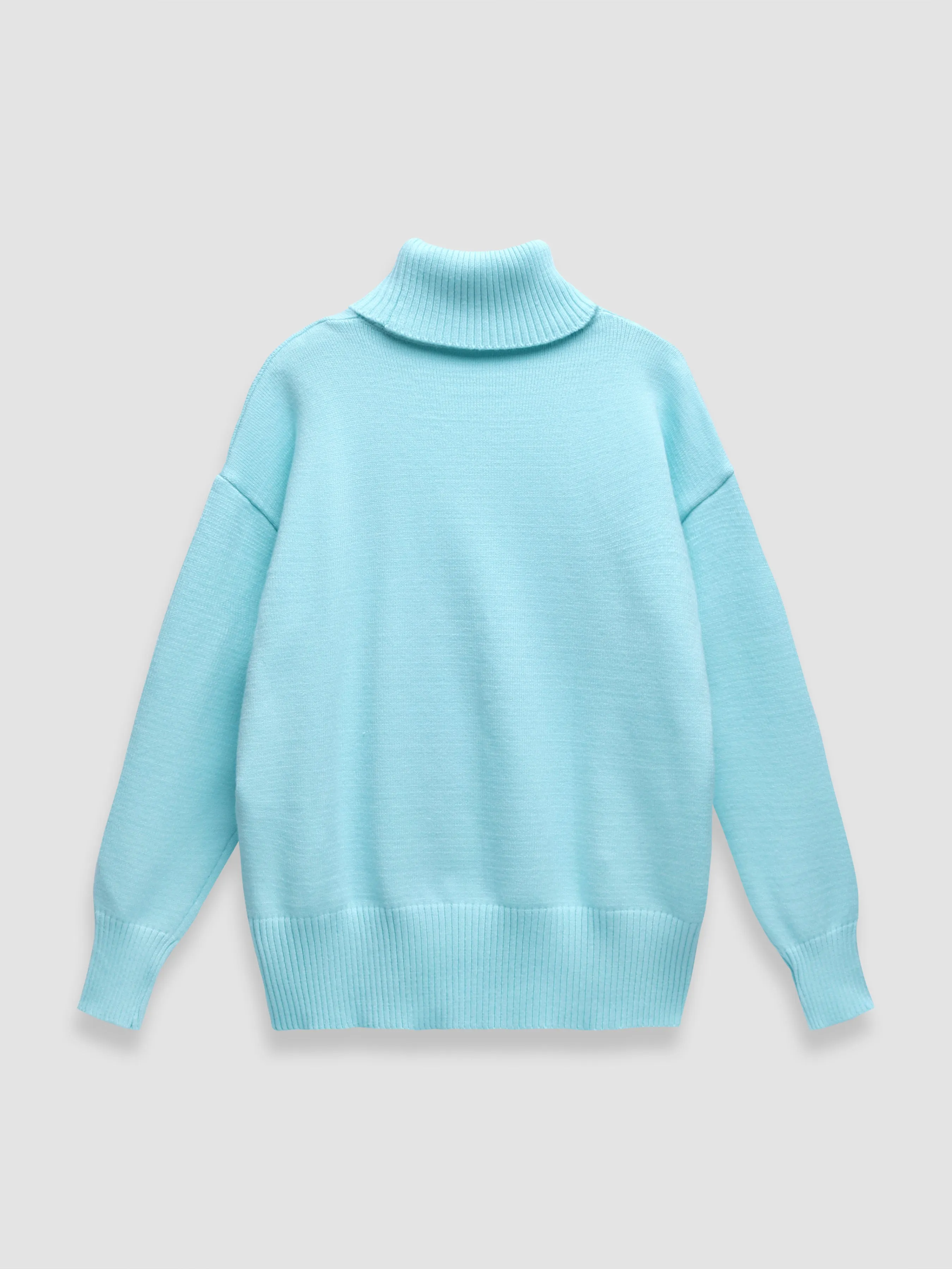 Turtle-Neck Solid Loose Sweater