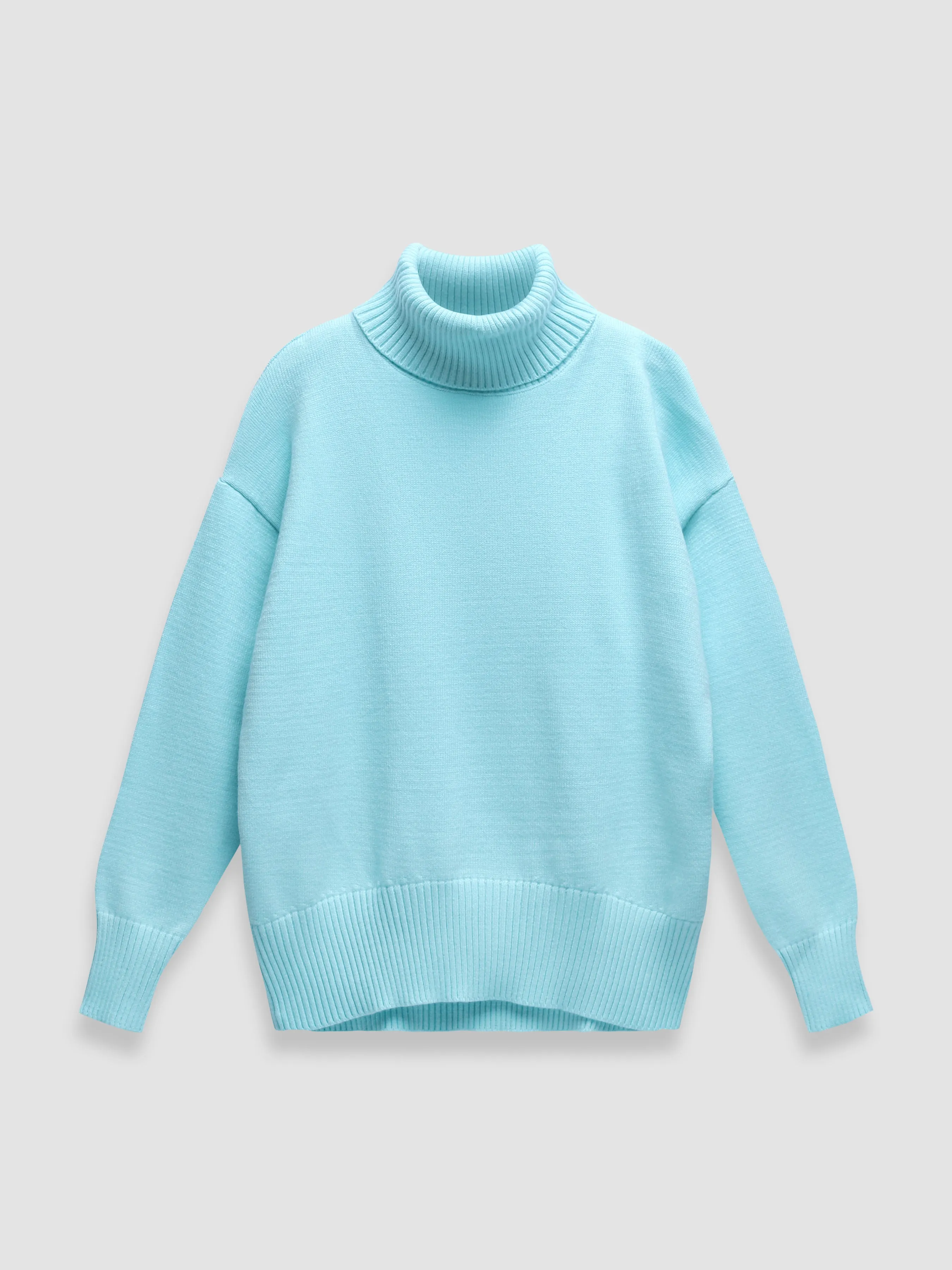Turtle-Neck Solid Loose Sweater