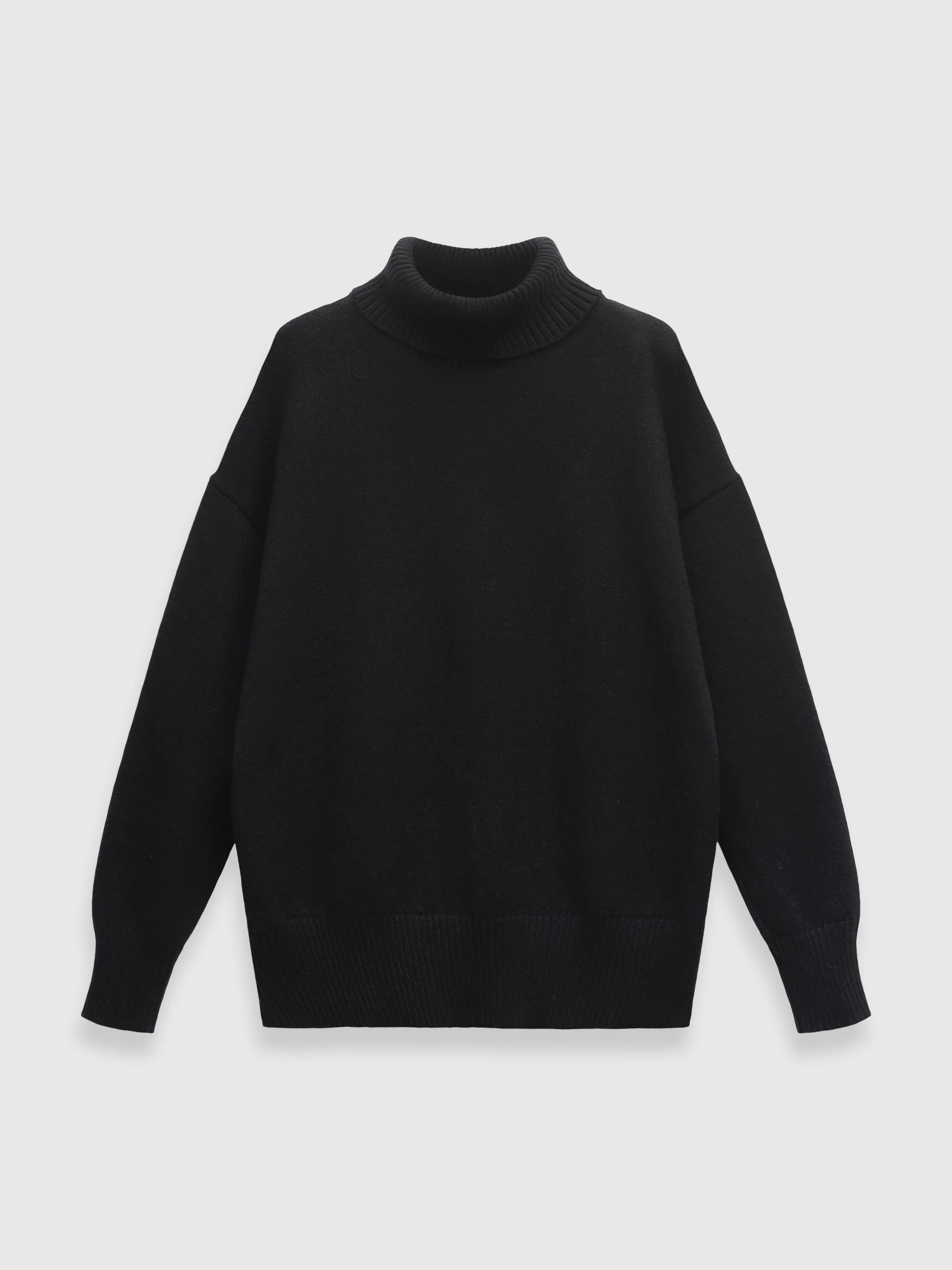 Turtle-Neck Solid Loose Sweater