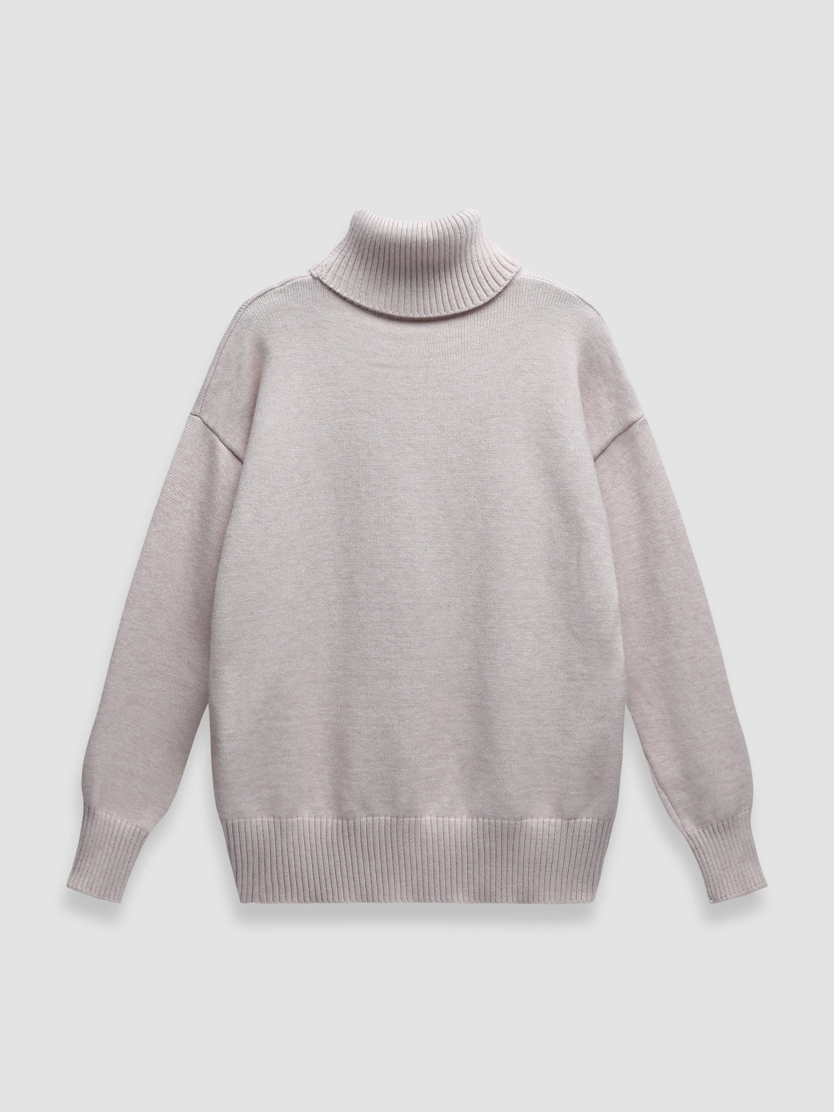 Turtle-Neck Solid Loose Sweater