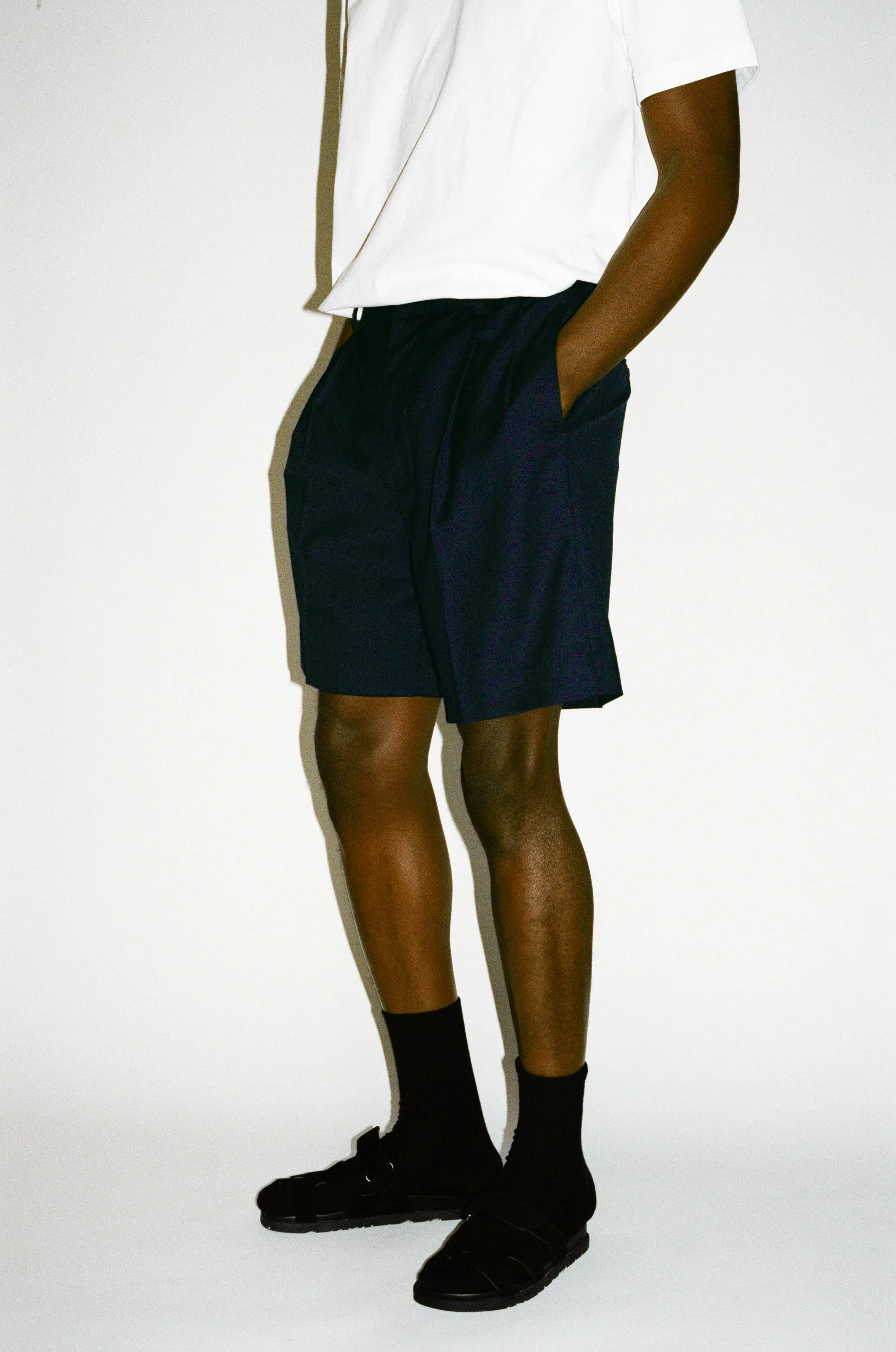 Villa Wide-Leg Tailored Shorts | Navy