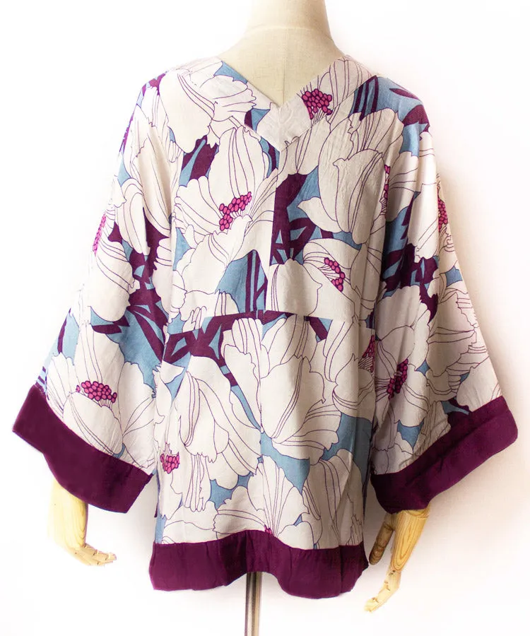 White Floral Print Hakunarai Kimono Shirt