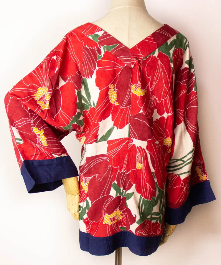 White Floral Print Hakunarai Kimono Shirt