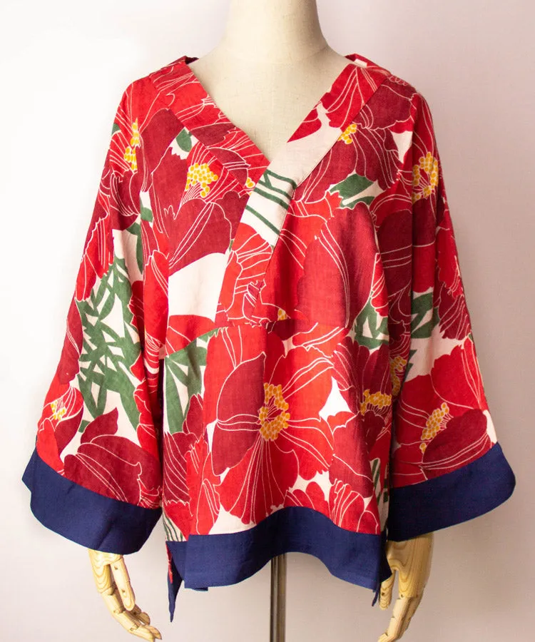 White Floral Print Hakunarai Kimono Shirt