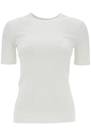 white organic cotton ribbed crew neck sweater 243 WRT0411 FB0094 WHITE